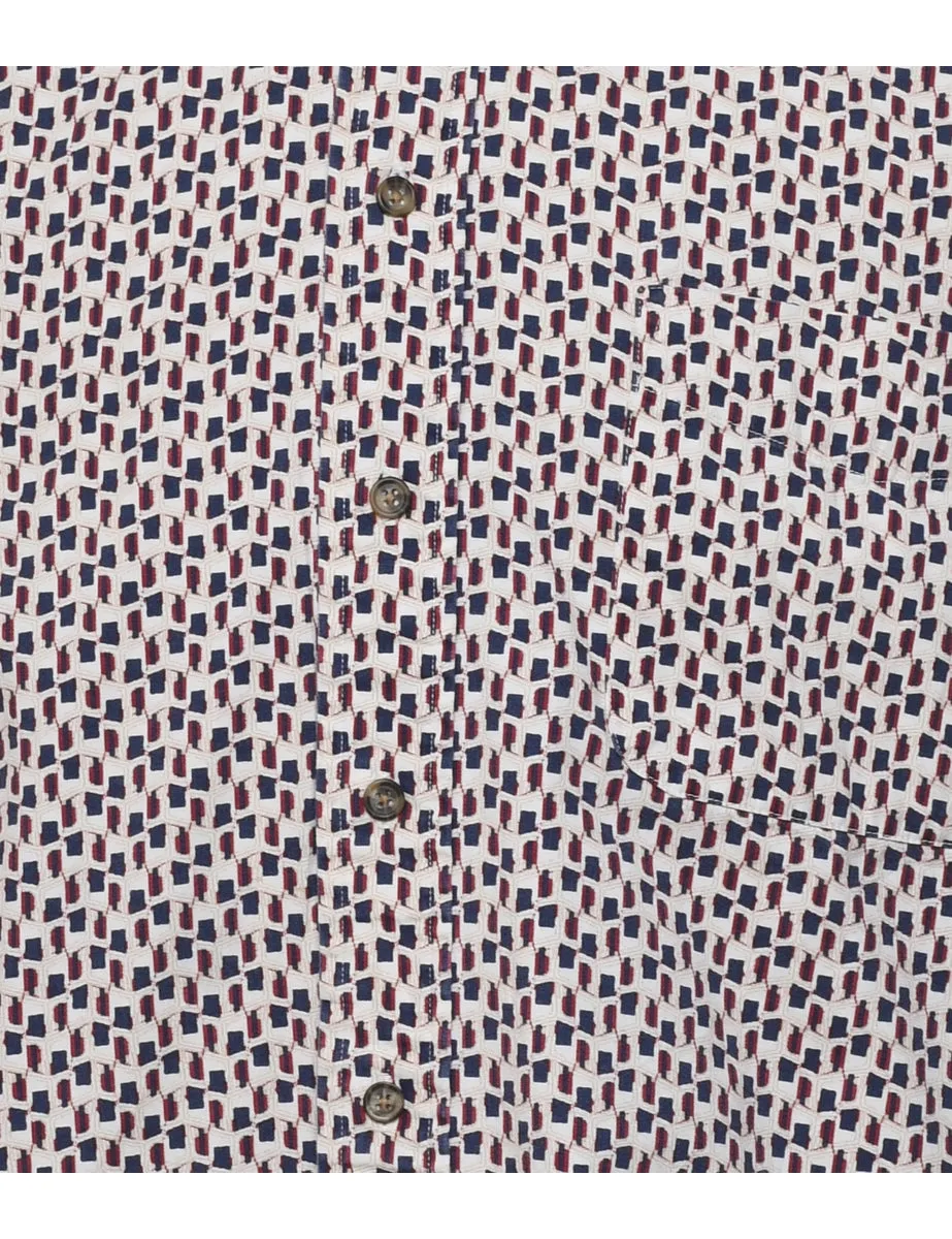 1990s Short Sleeve Patterned Shirt - S