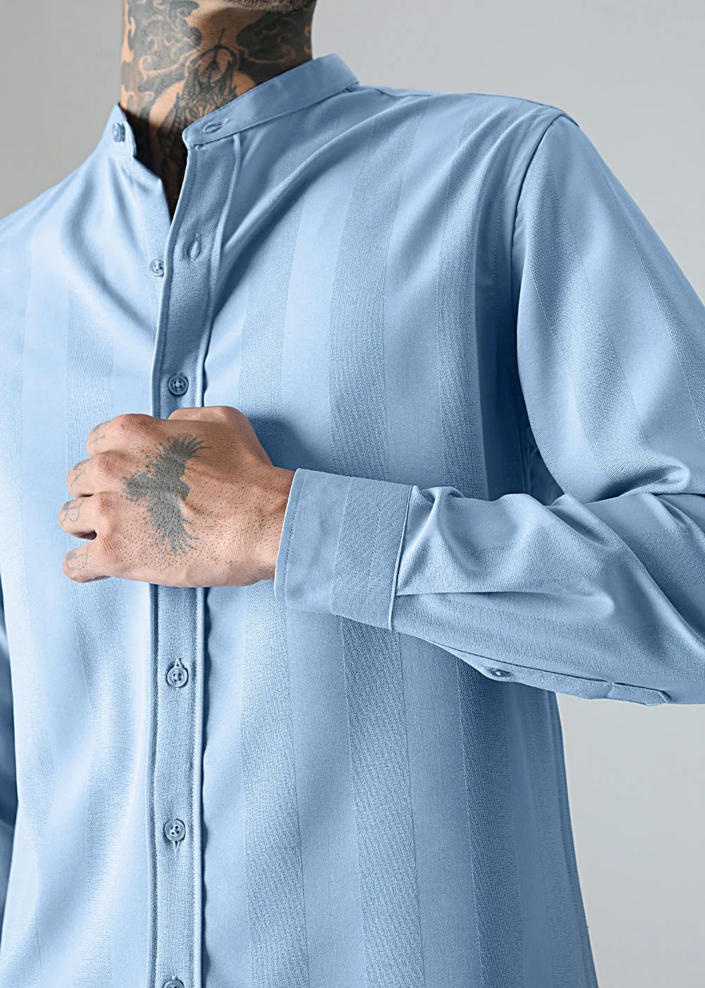 Aqua Blue Shein Patterned Shirt