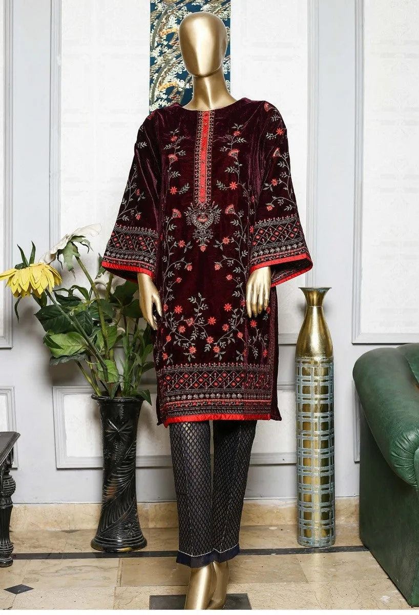 Bin Saeed Stitched Embroidered velvet Kurti Vol-04 Collection'2021-BFV-022-Purple