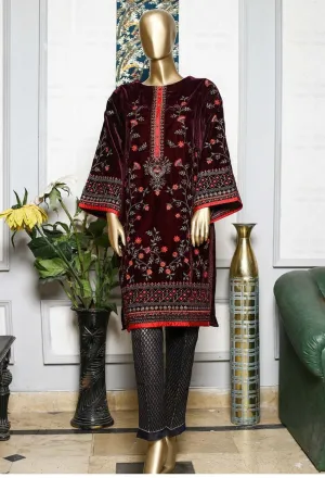 Bin Saeed Stitched Embroidered velvet Kurti Vol-04 Collection'2021-BFV-022-Purple