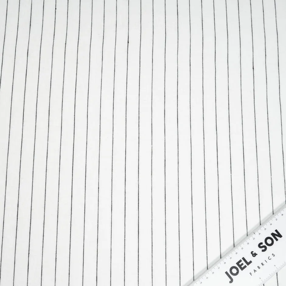 Black Striped White Pure Linen