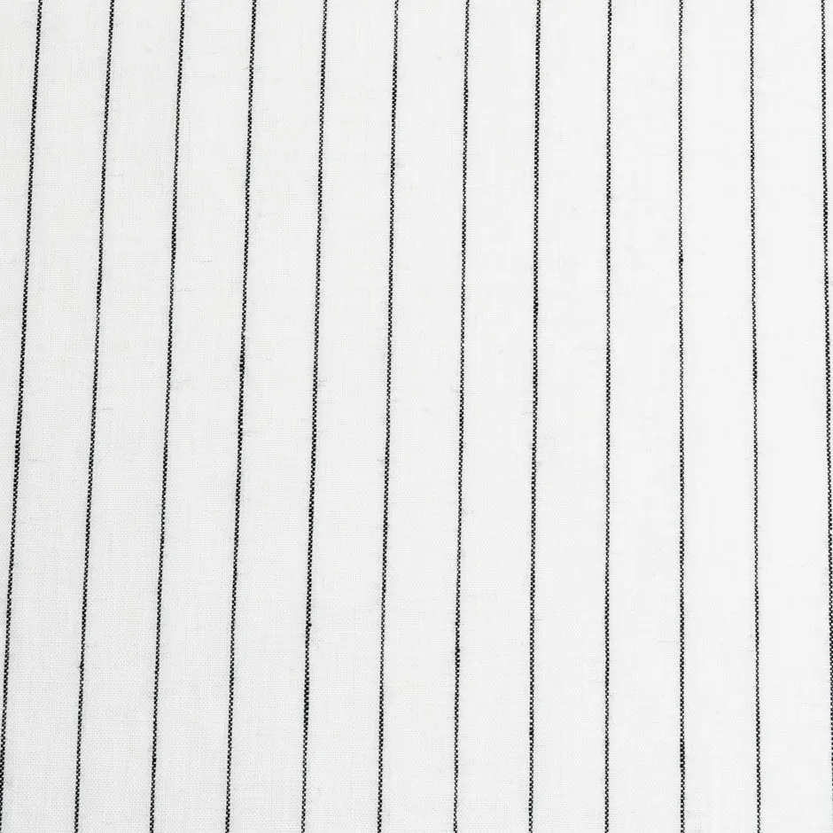Black Striped White Pure Linen