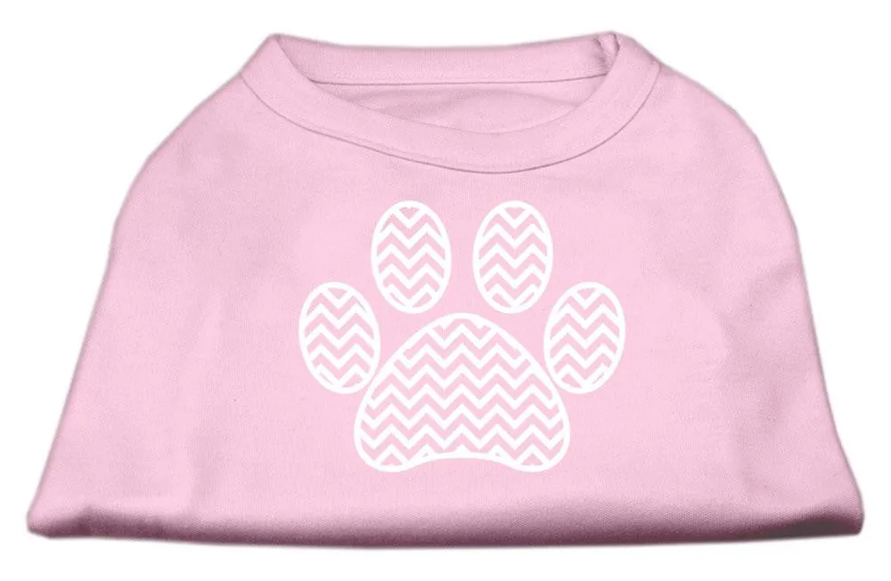 Chevron Paw Screen Print Shirt Light Pink XXL (18)