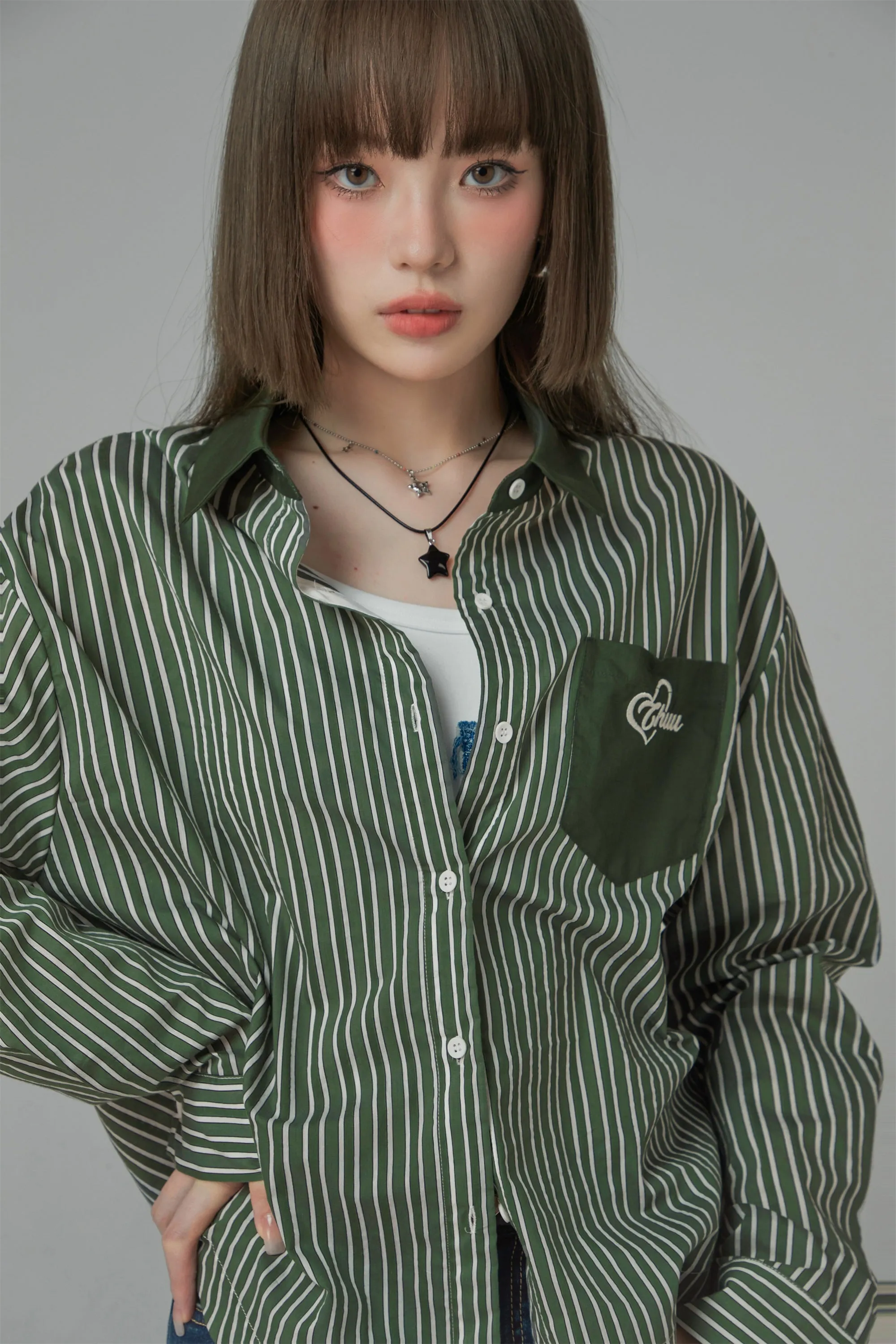 Color Vertical Stripes Shirt