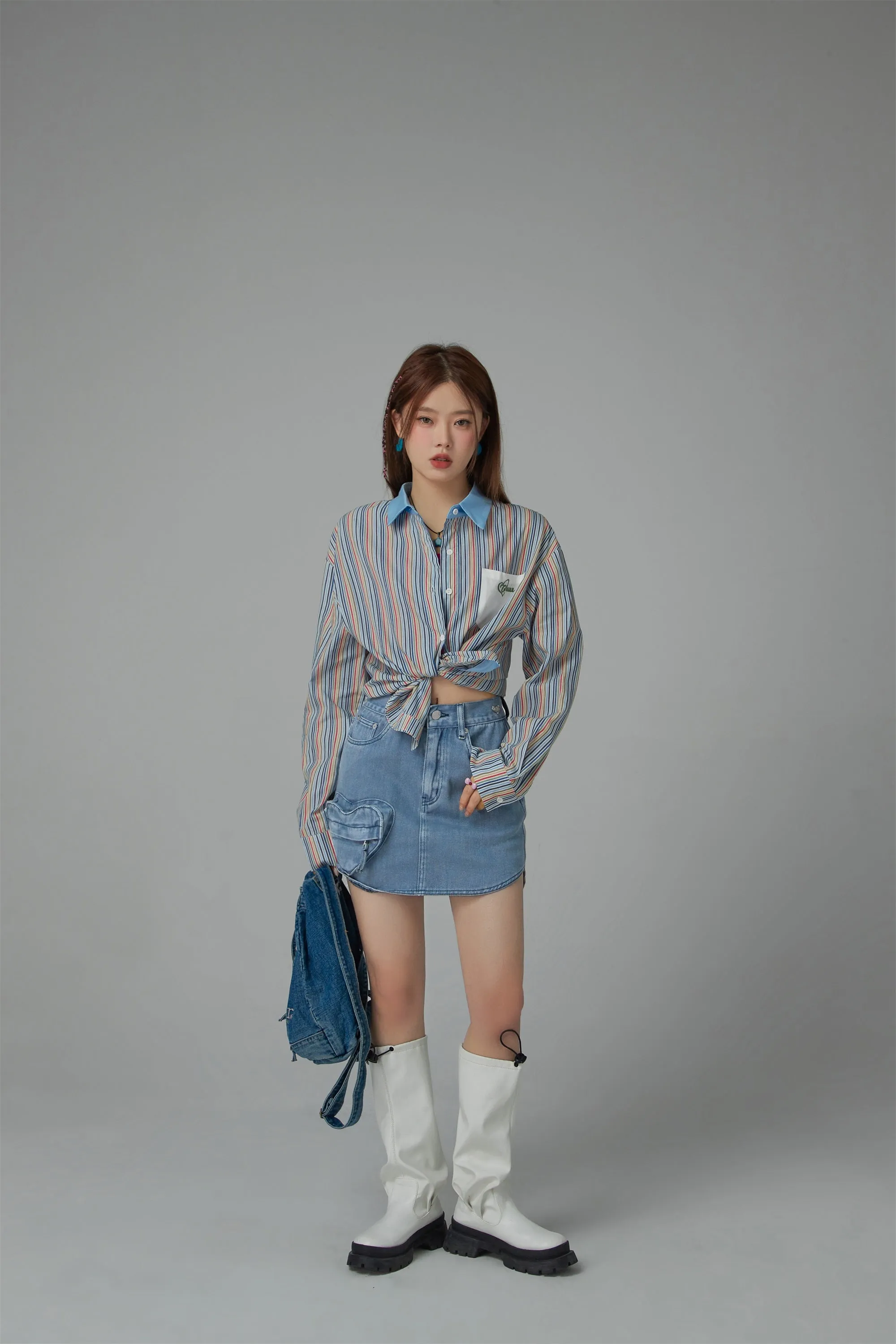 Color Vertical Stripes Shirt