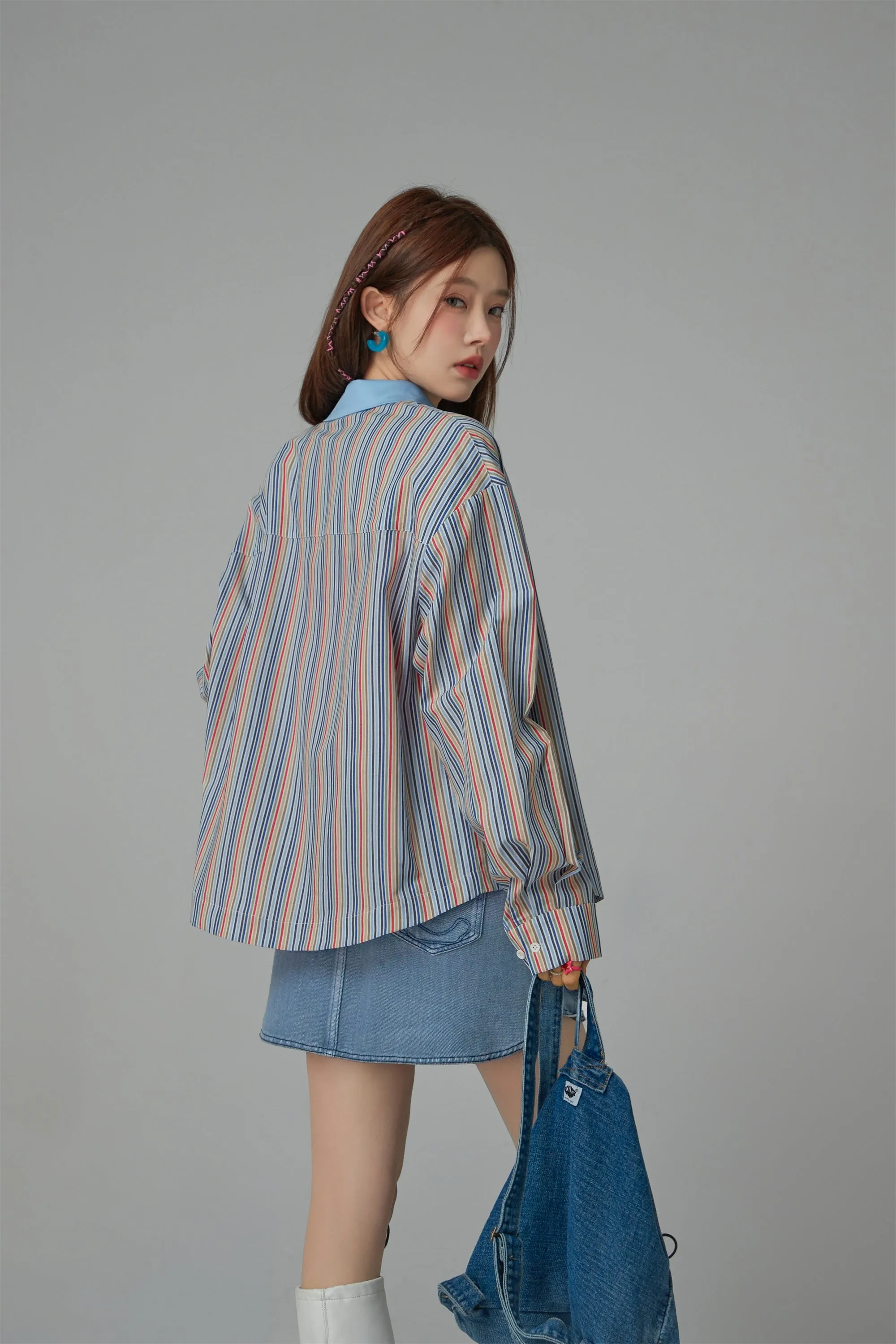 Color Vertical Stripes Shirt