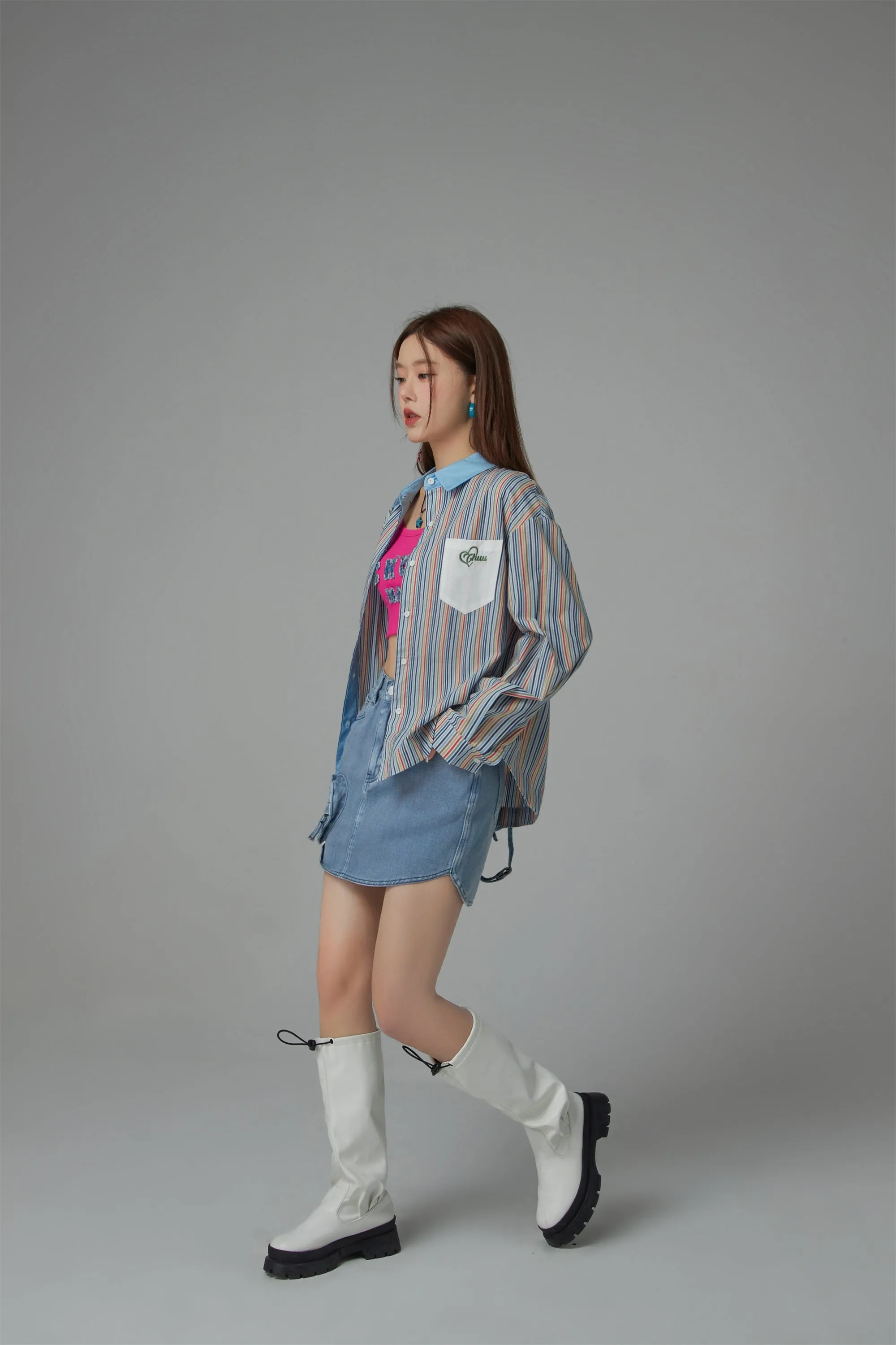 Color Vertical Stripes Shirt