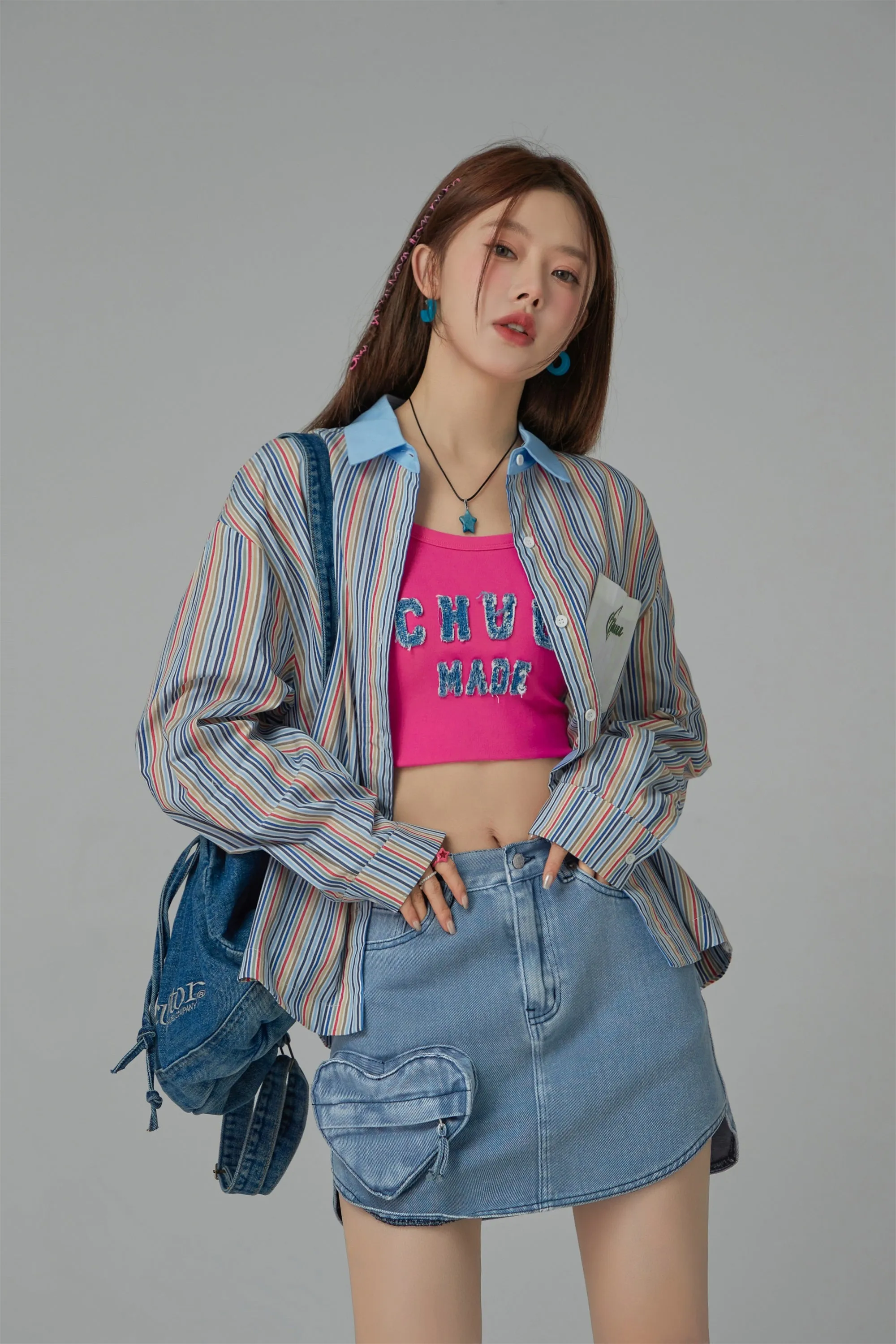 Color Vertical Stripes Shirt