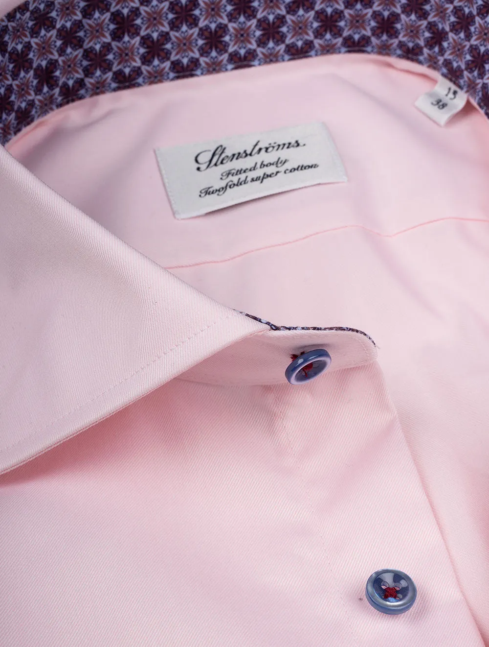 Fitted Contrast Twill Shirt Pink