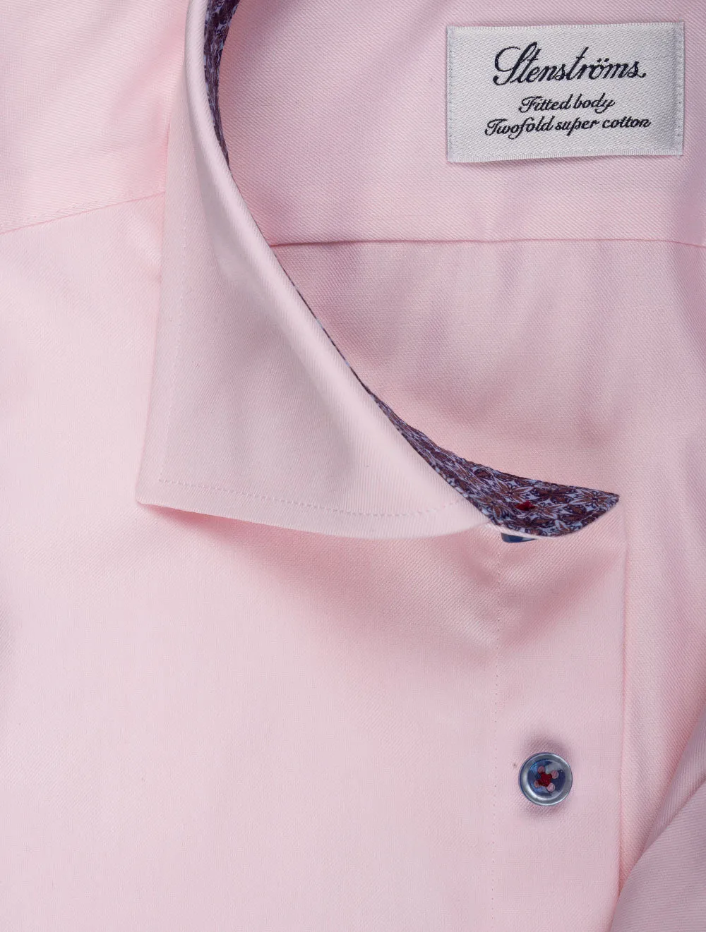 Fitted Contrast Twill Shirt Pink