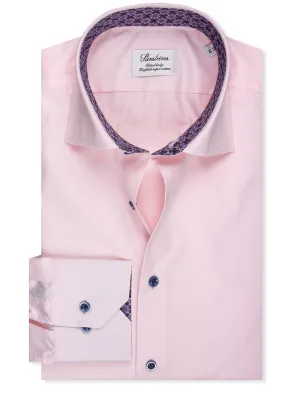 Fitted Contrast Twill Shirt Pink