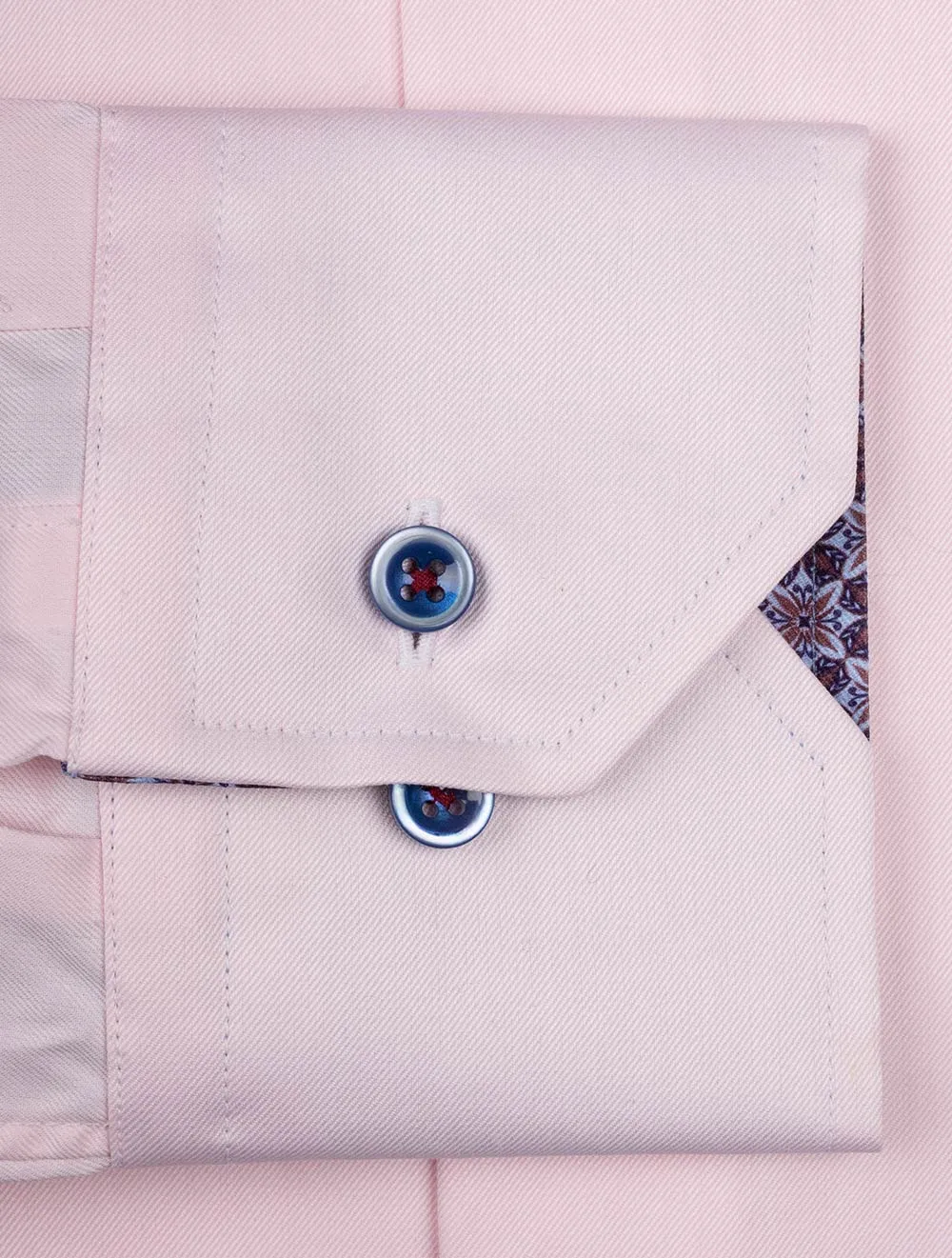 Fitted Contrast Twill Shirt Pink