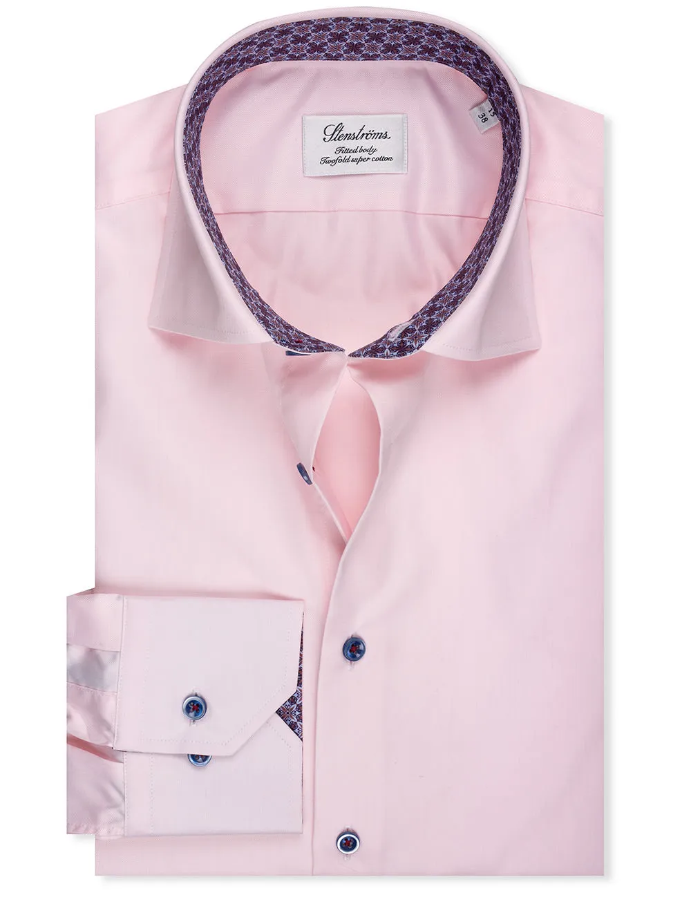 Fitted Contrast Twill Shirt Pink