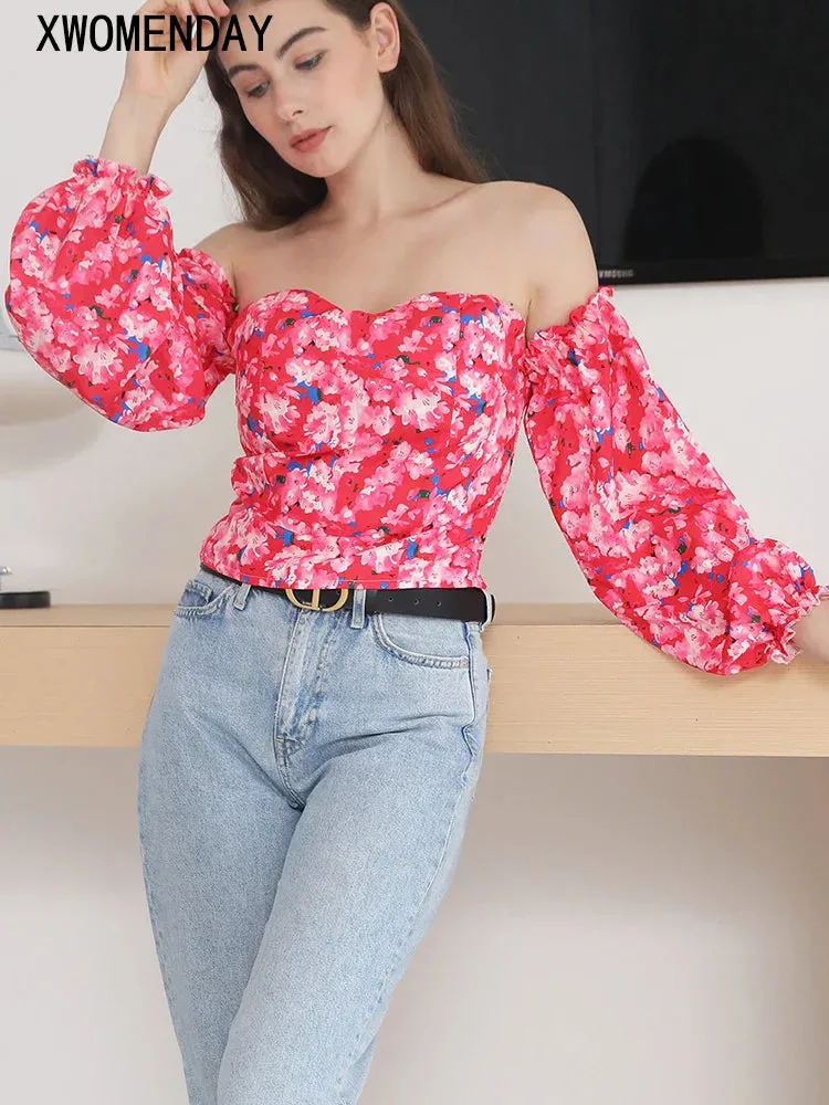 Floral Off Shoulder White Blouse