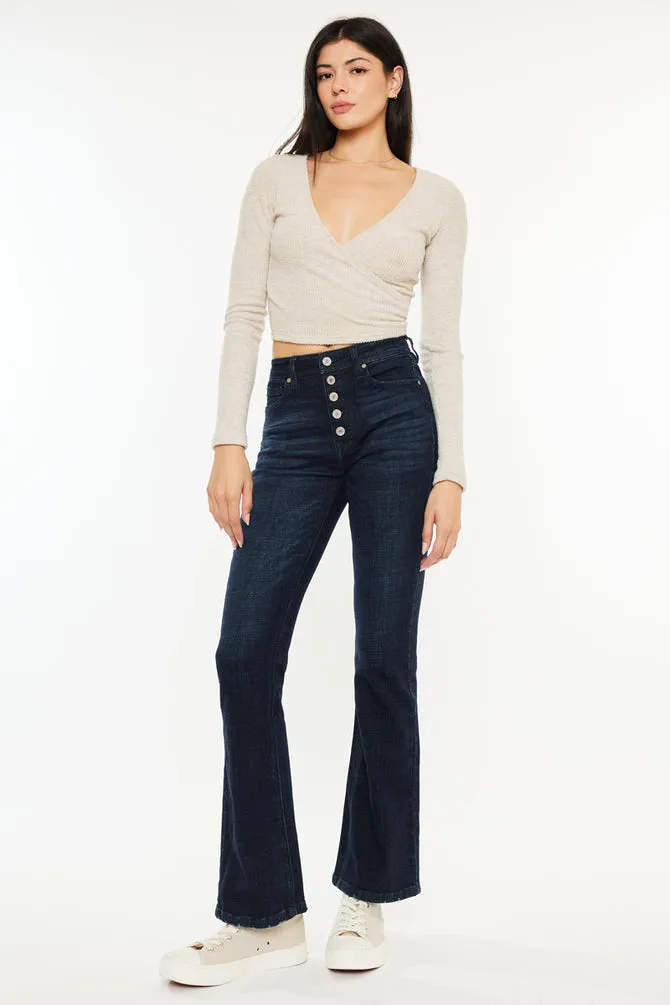 Kancan - Women's Mid Rise Flare Hem Jeans - KC7348