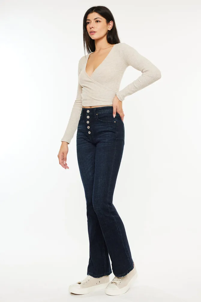 Kancan - Women's Mid Rise Flare Hem Jeans - KC7348