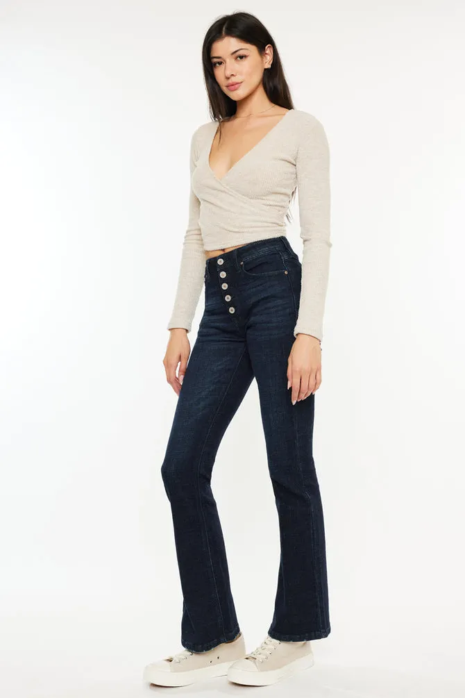 Kancan - Women's Mid Rise Flare Hem Jeans - KC7348