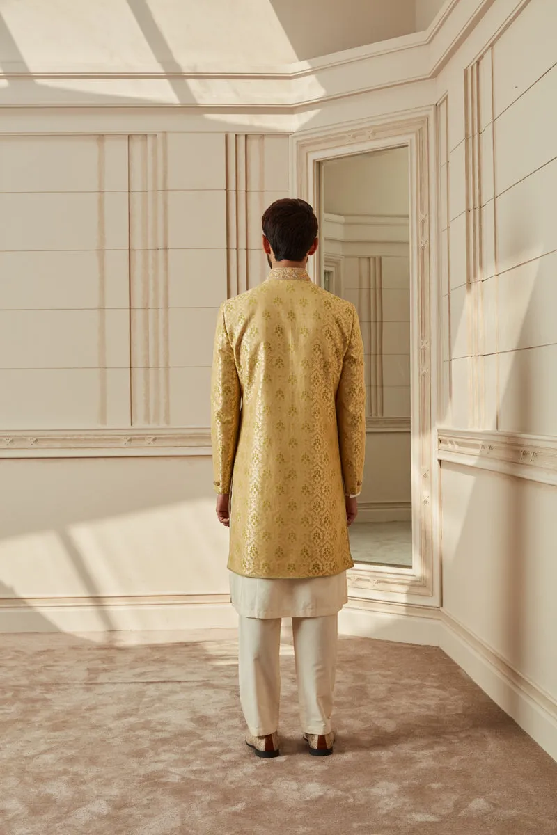 Light Green Brocade Achkan