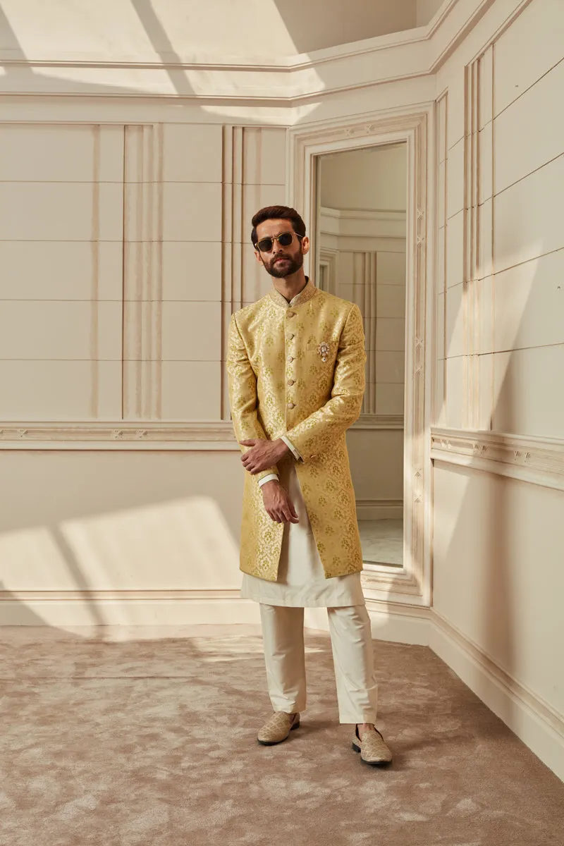 Light Green Brocade Achkan