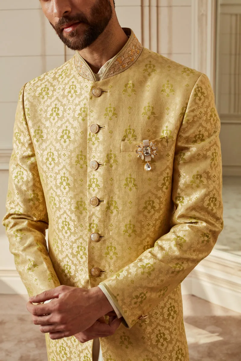 Light Green Brocade Achkan
