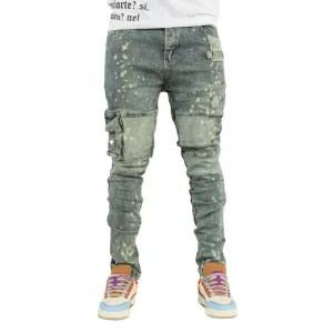 Men's Distressed Cargo Denim Jeans