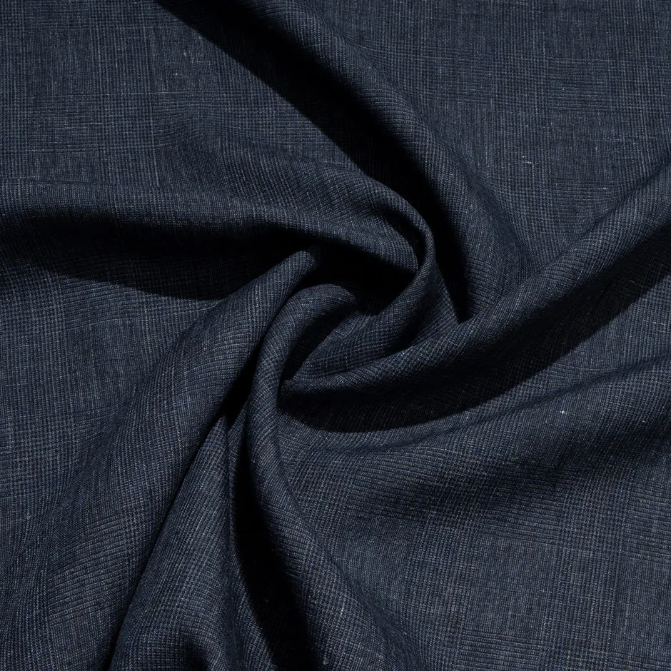 Midnight Blue Prince of Wales Checkered Linen