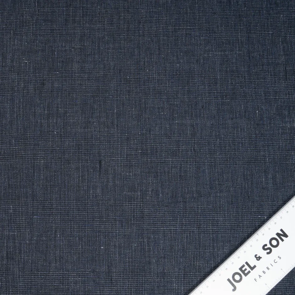 Midnight Blue Prince of Wales Checkered Linen