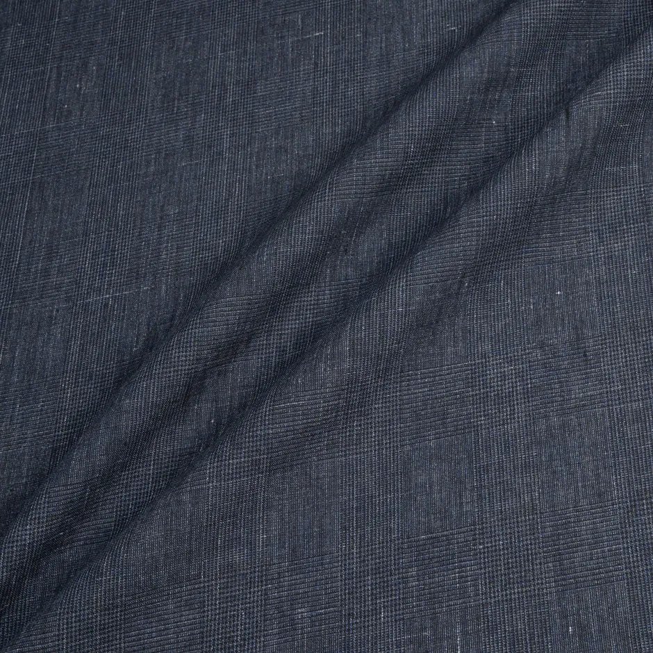 Midnight Blue Prince of Wales Checkered Linen