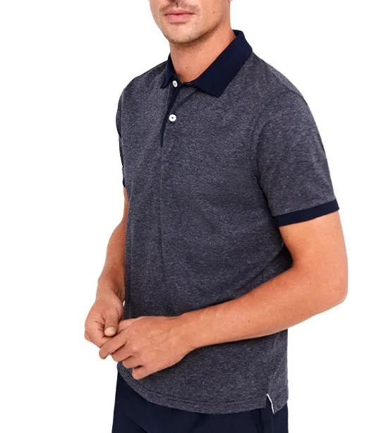 Patterned Collar Polo Shirt Dark Gray