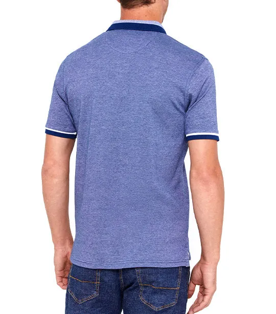 Patterned Collar Polo Shirt Medium Blue