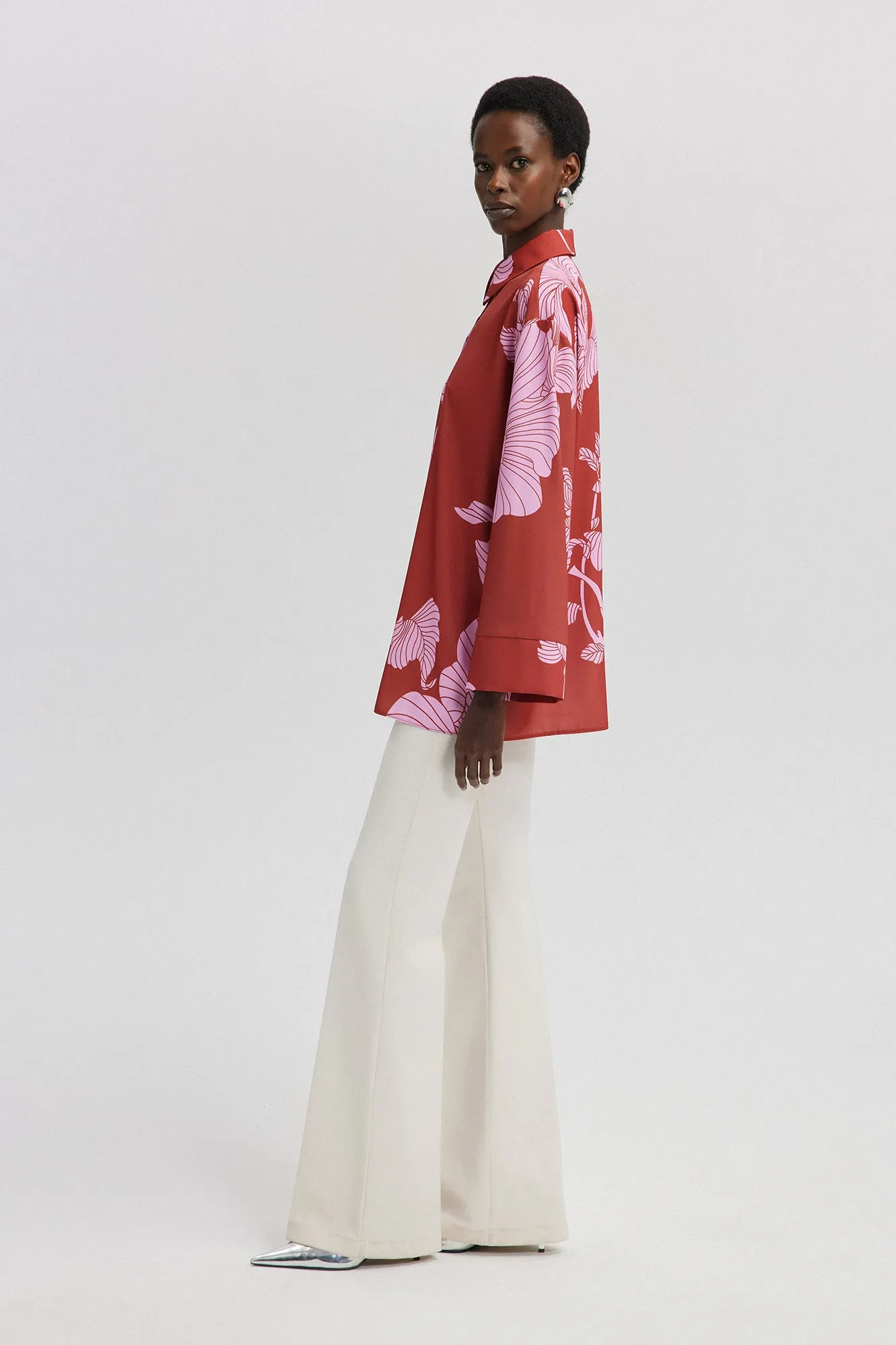 PATTERNED SATIN SHIRT