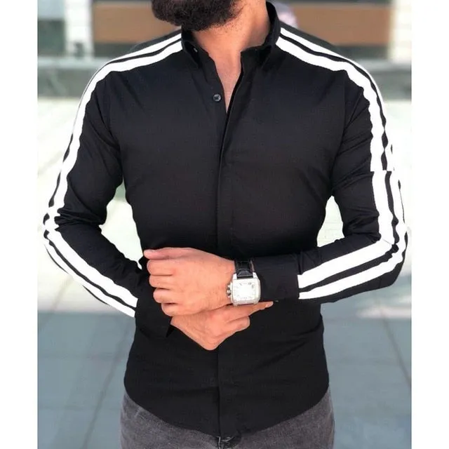 Plain Men Formal Shirts Dress Wedding Long Sleeve
