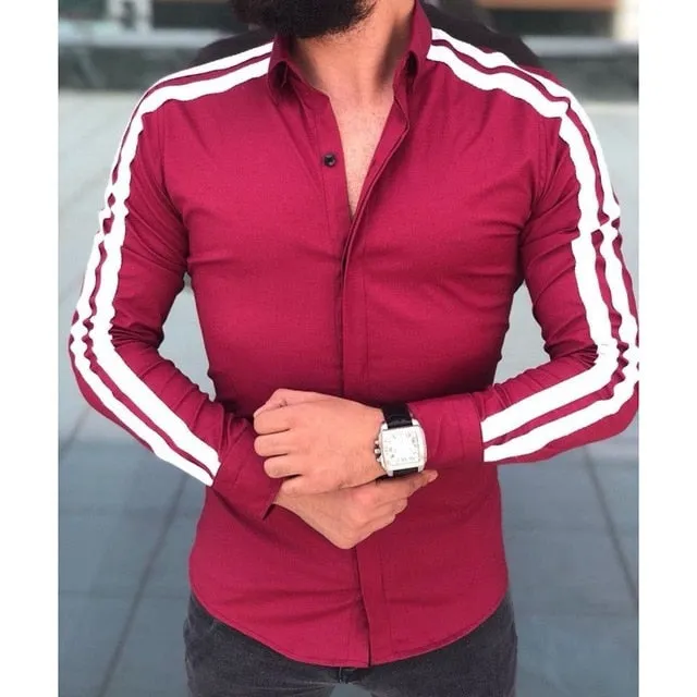 Plain Men Formal Shirts Dress Wedding Long Sleeve