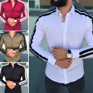 Plain Men Formal Shirts Dress Wedding Long Sleeve