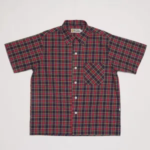 Round Collar Shirt (Navy x Red)