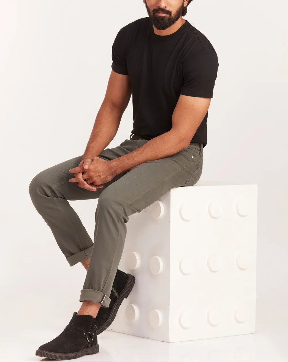 Slim Fit Five-Pocket Luxe Pants - Hunter Green