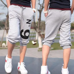 Summer Men Sporty Student Cropped Printed Baggy Pants