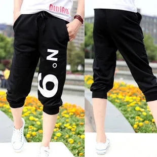 Summer Men Sporty Student Cropped Printed Baggy Pants
