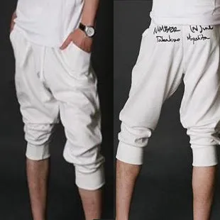 Summer Men Sporty Student Cropped Printed Baggy Pants