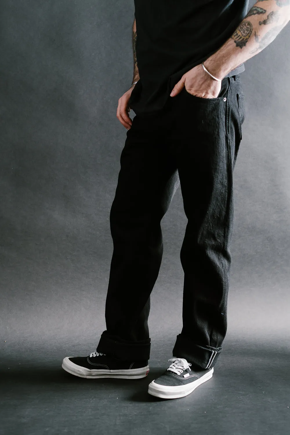 TCD-003-BK - 14oz Black Selvedge "Tea-Core" Denim - Regular Straight