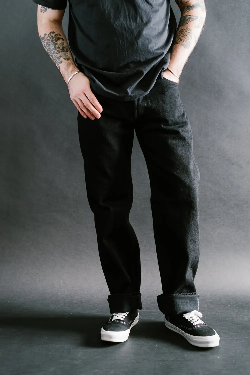 TCD-003-BK - 14oz Black Selvedge "Tea-Core" Denim - Regular Straight