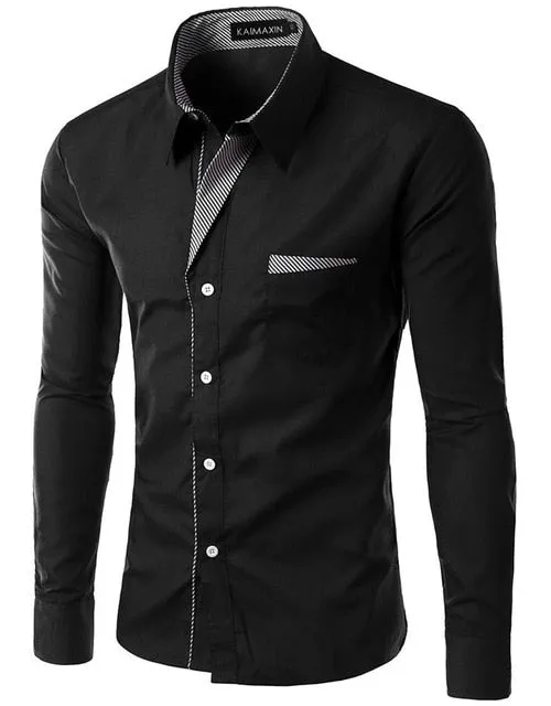 TUNEVUSE Mens shirts Camisa Masculina Long Sleeve Shirt Men Korean Slim Design Formal Casual Male Dress Shirt Size M-4XL 8012