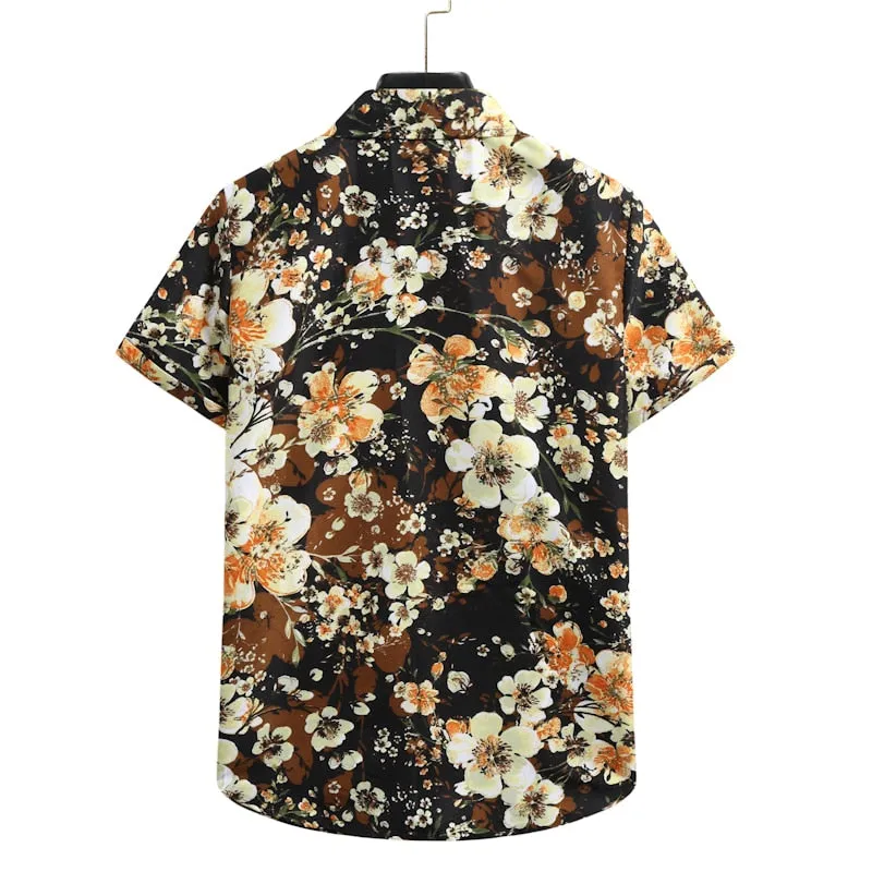 Vintage Hawaiian Floral Shirt Men Summer New Short Sleeve Beach Shirts Men Tropical Aloha Shirts Holiday Vacation Clothing