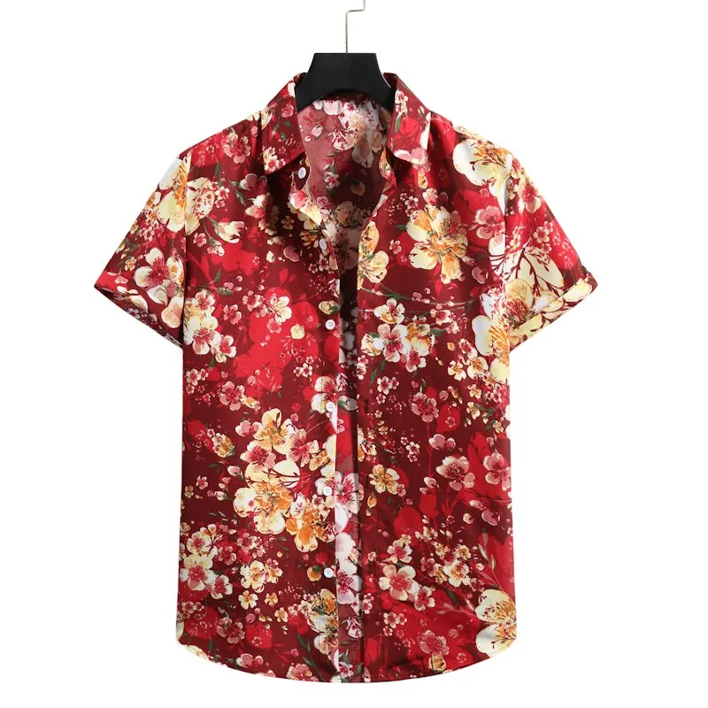 Vintage Hawaiian Floral Shirt Men Summer New Short Sleeve Beach Shirts Men Tropical Aloha Shirts Holiday Vacation Clothing