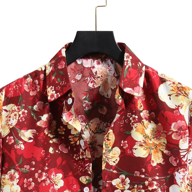 Vintage Hawaiian Floral Shirt Men Summer New Short Sleeve Beach Shirts Men Tropical Aloha Shirts Holiday Vacation Clothing