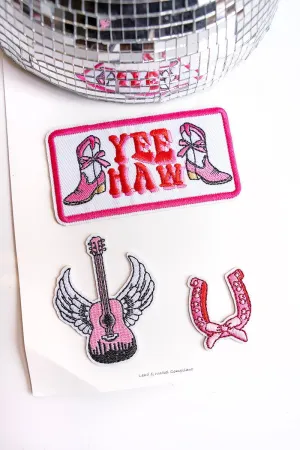 Viola 3 Piece Yeehaw Guitar Embroidered Patch Set