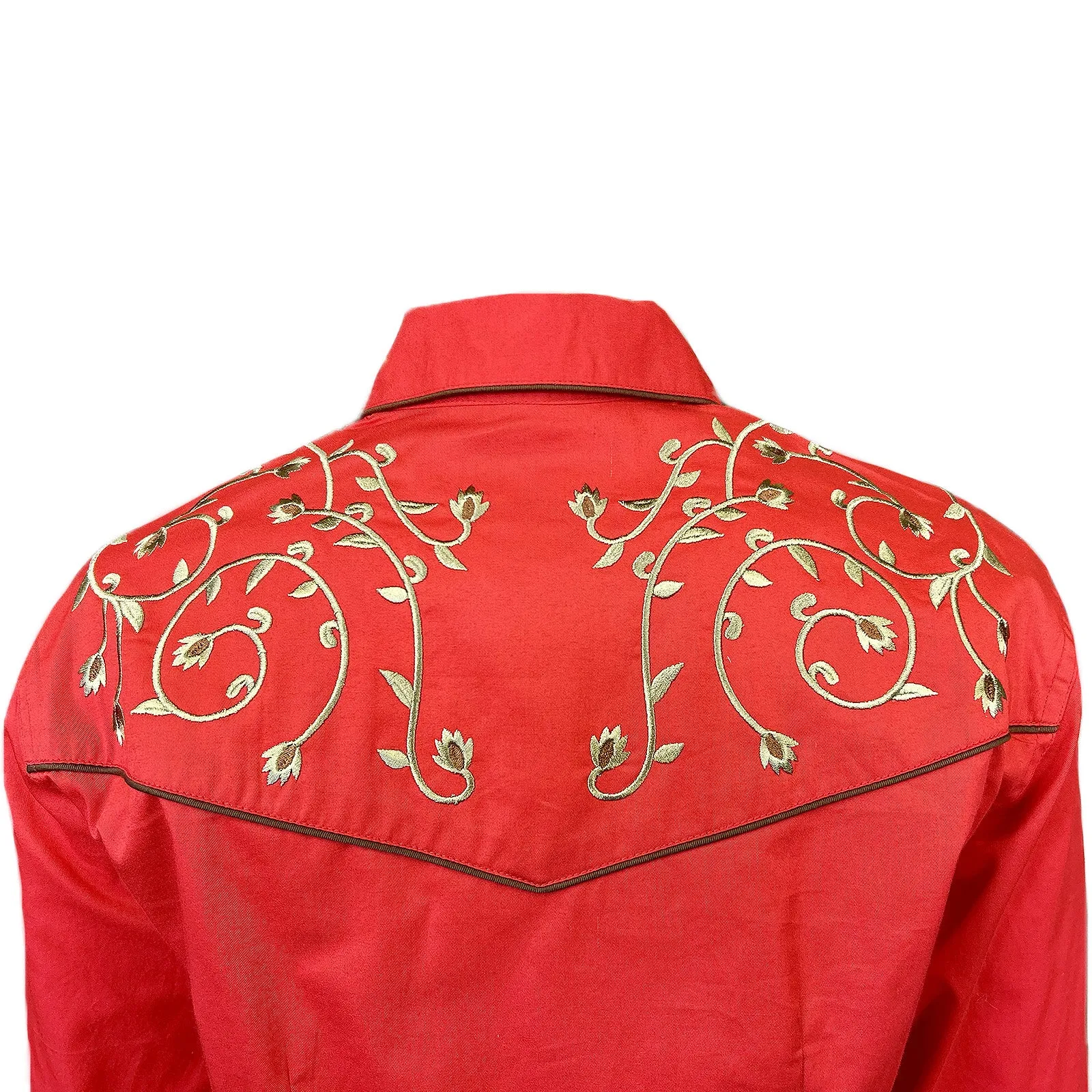 Women’s Rhinestones & Scrolls Embroidery Western Shirt in Red